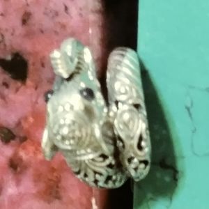 NWT-*(LOWEST)* IOLITE EYED/ELEPHANT STERLING BYPASS RING. SIZE-(6.5)/6-1/2